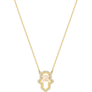 Swarovski Crystal LUCKILY HAMSA Hand Necklace, Yellow Gold -5448612