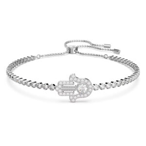 Swarovski Subtle Bracelet Hamsa Hand, White, Rhodium plated-5632065